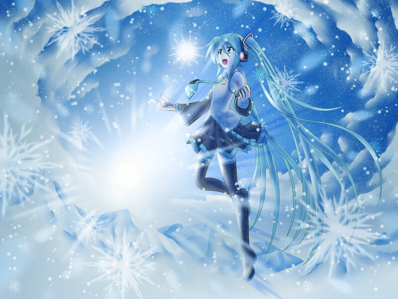 Blue-haired Girl in Snow — Blue, Serene