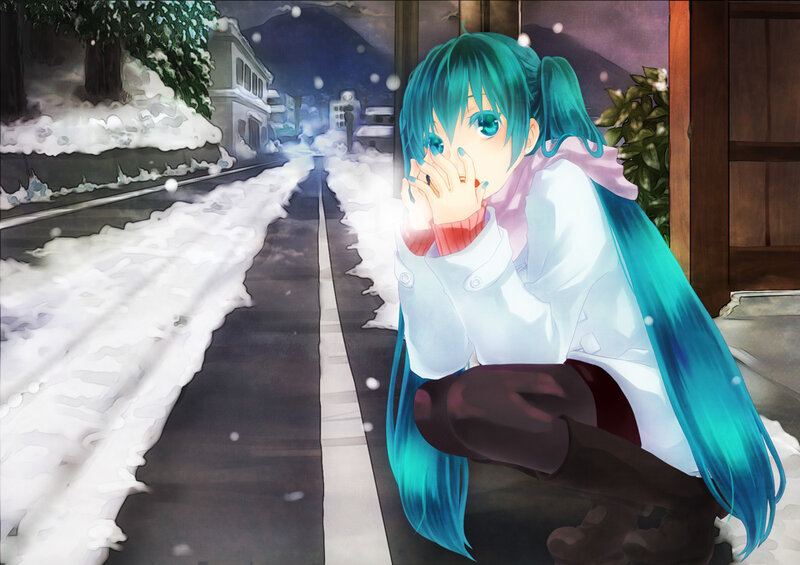 Blue-haired Girl in Snow — Cyan