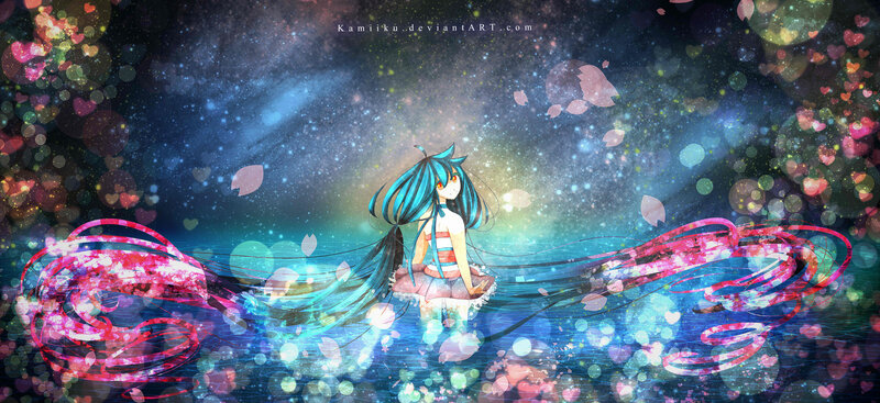 Blue-haired Girl in Space — Blue, Dreamy, Night