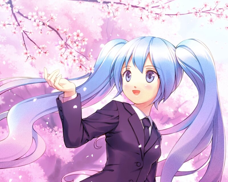Blue-haired Girl in Suit — Pink