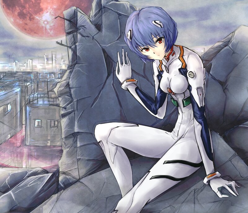 Blue-haired Girl in Suit — White