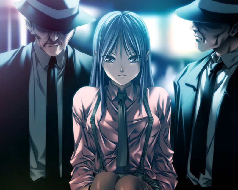 Blue-haired Girl in Suspenders