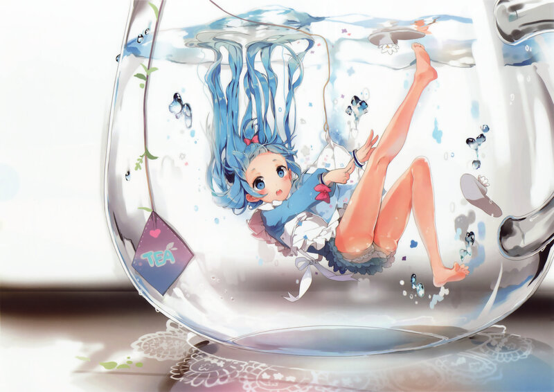 Blue-haired Girl in Teapot — Blue