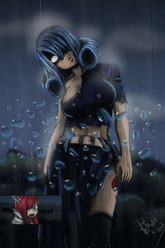 Blue-haired girl in the rain