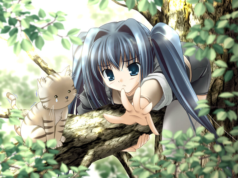 Blue-haired Girl in Tree