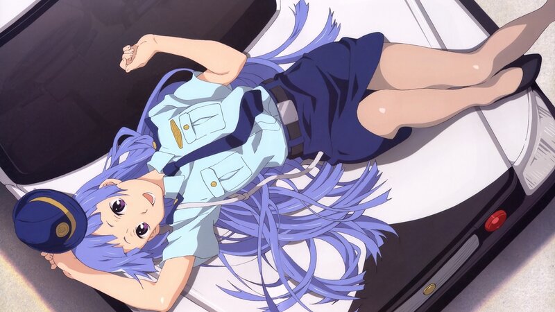 blue-haired girl in uniform