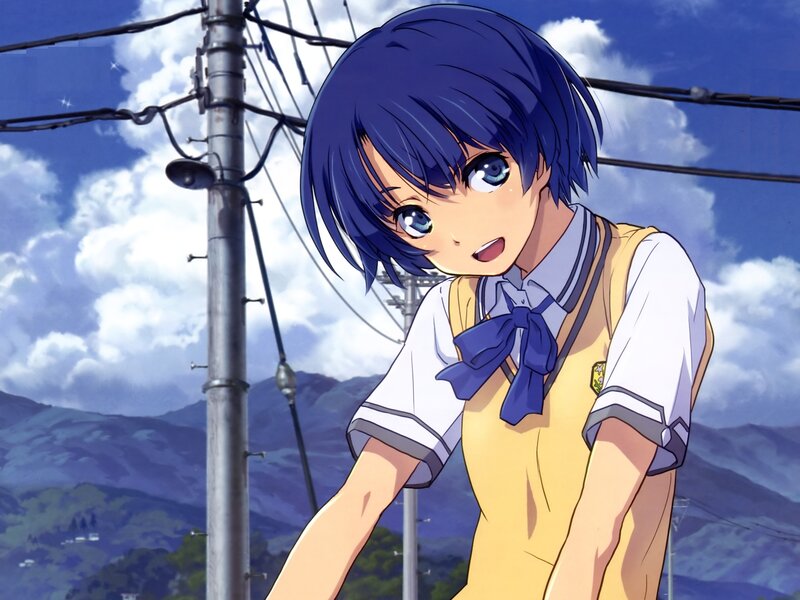 Blue-haired Girl in Uniform — Blue, Bright