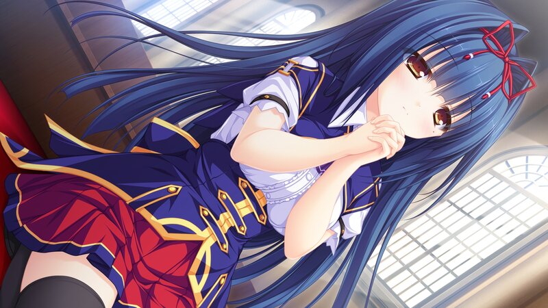 Blue-haired Girl in Uniform — Blue, Calm