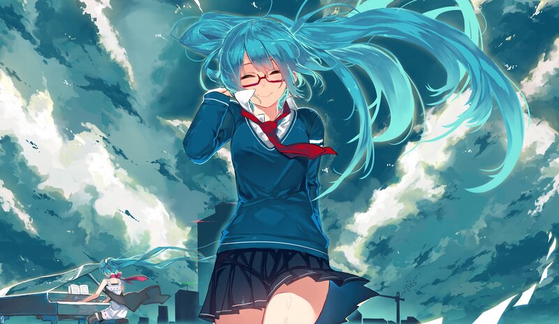 Blue-haired Girl in Uniform — Blue, Dramatic
