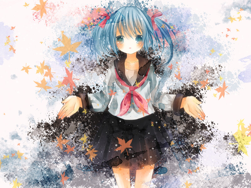 Blue-haired Girl in Uniform — Blue, Dreamy