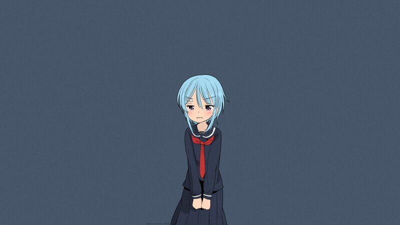 Blue-haired Girl in Uniform — Blue, Neutral