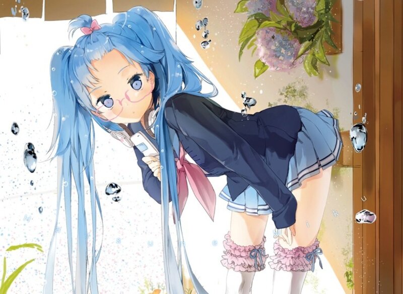 Blue-haired Girl in Uniform — Blue, Playful