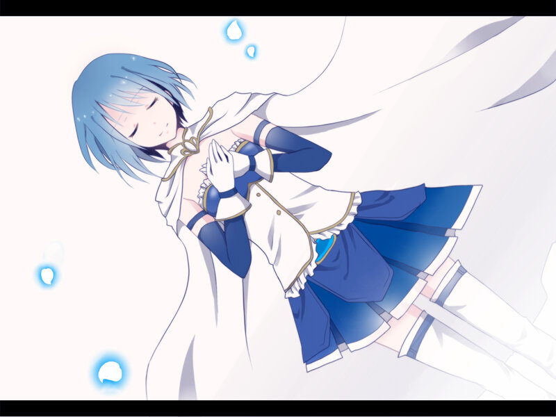 Blue-haired Girl in Uniform — Blue, Serene