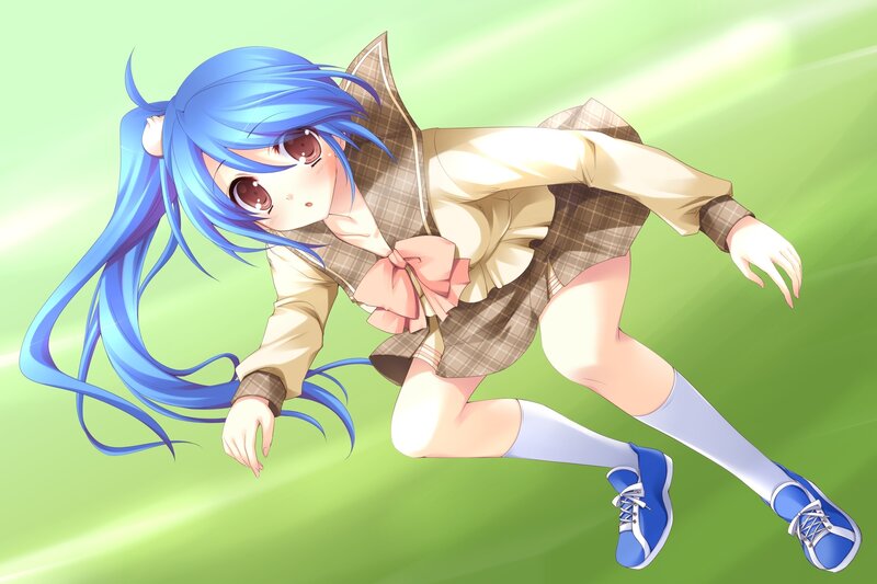 Blue-haired Girl in Uniform — Green