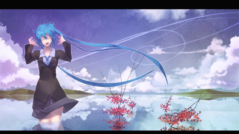 Blue-haired Girl in Uniform — Purple, Serene