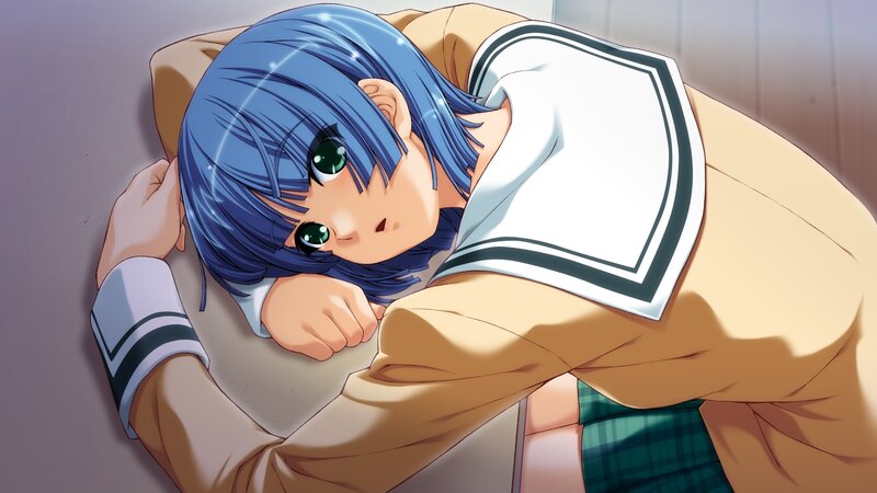 blue-haired girl in uniform