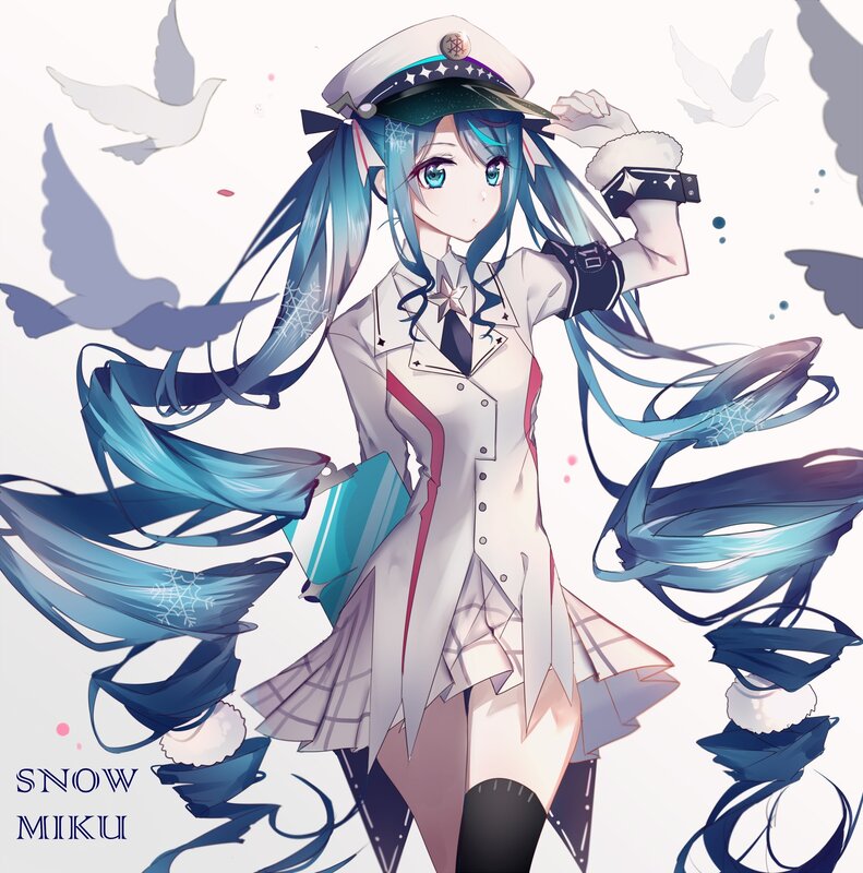 Blue-haired Girl in Uniform — White