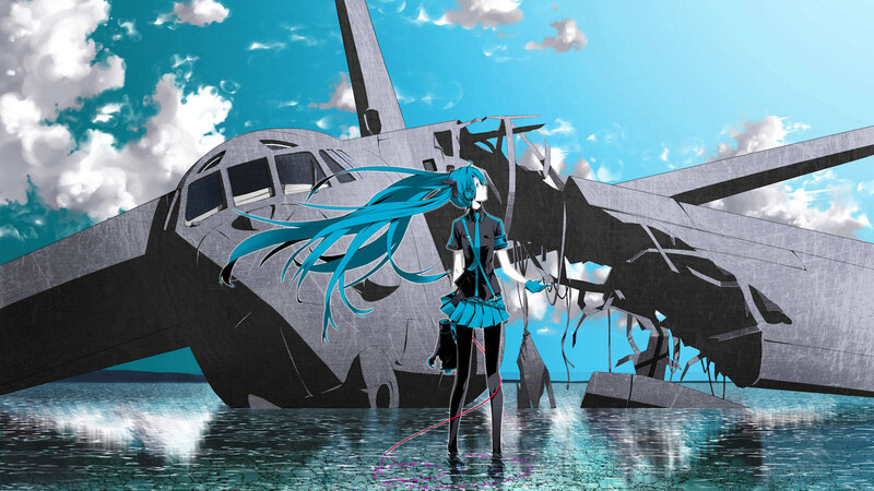 Blue-haired Girl in Water — Blue, Dramatic, Afternoon