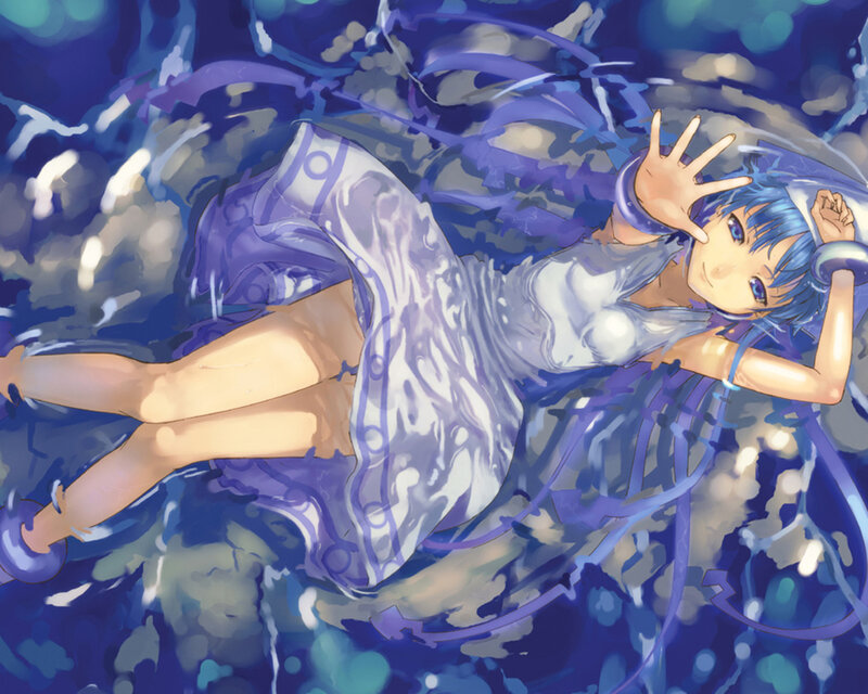 Blue-haired Girl in Water — Blue, Serene