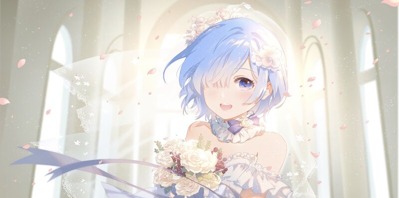 Blue-haired Girl in Wedding Dress