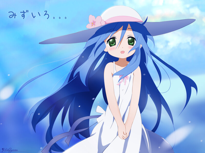 Blue-haired Girl in White Dress — Blue, Serene, Summer