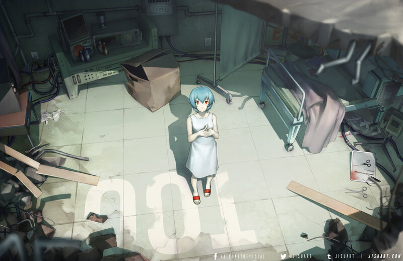 Blue-haired Girl in White Dress — Dramatic