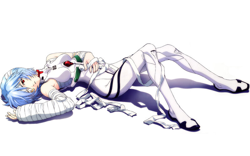 Blue-haired girl in white suit