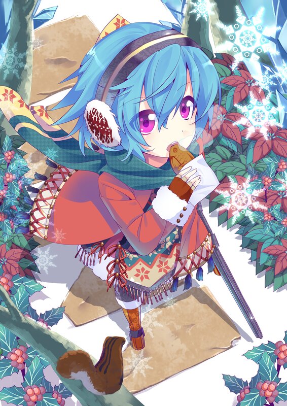 Blue-haired girl in winter