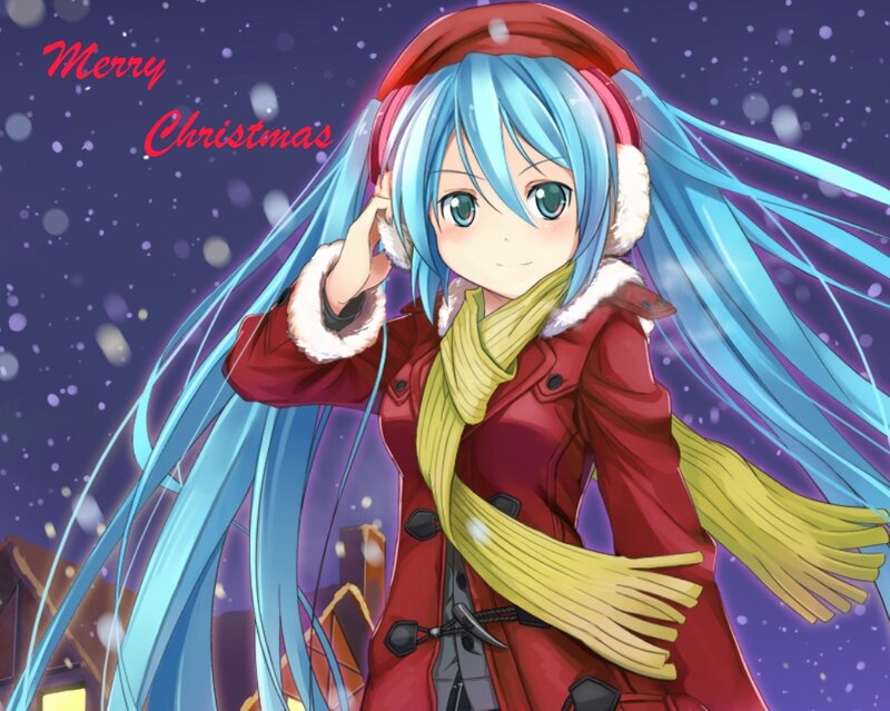 Blue-haired Girl in Winter — Blue, Festive