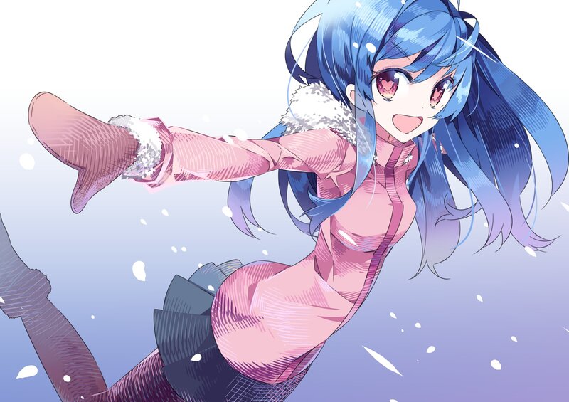 Blue-haired Girl in Winter — Blue, Playful