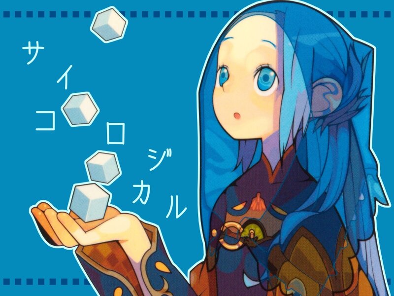 blue-haired girl juggling cubes