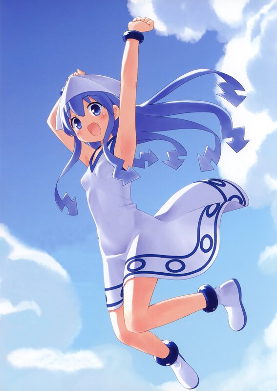 Blue-haired Girl Jumping — Blue, Energetic