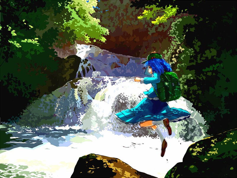 Blue-haired Girl Jumping — Blue