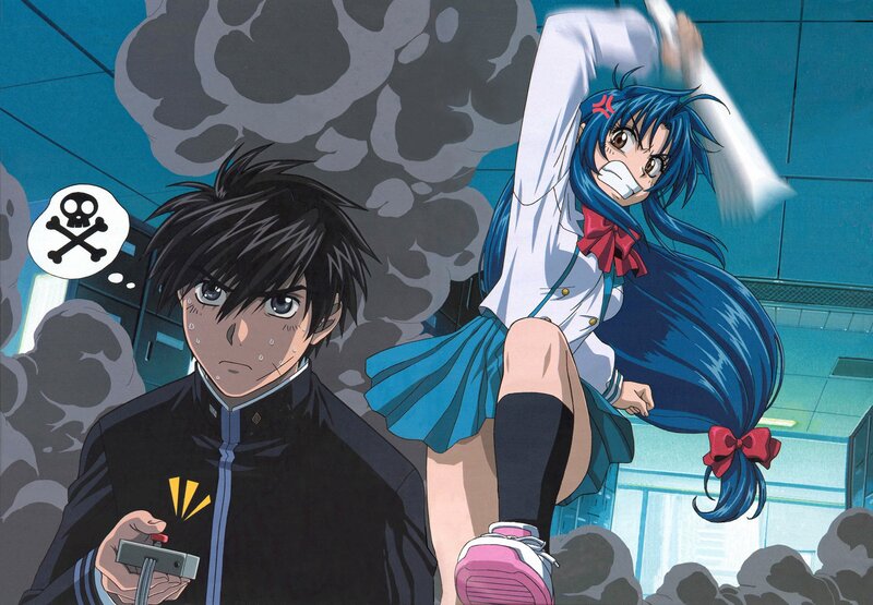 Blue-haired Girl Kicking Boy
