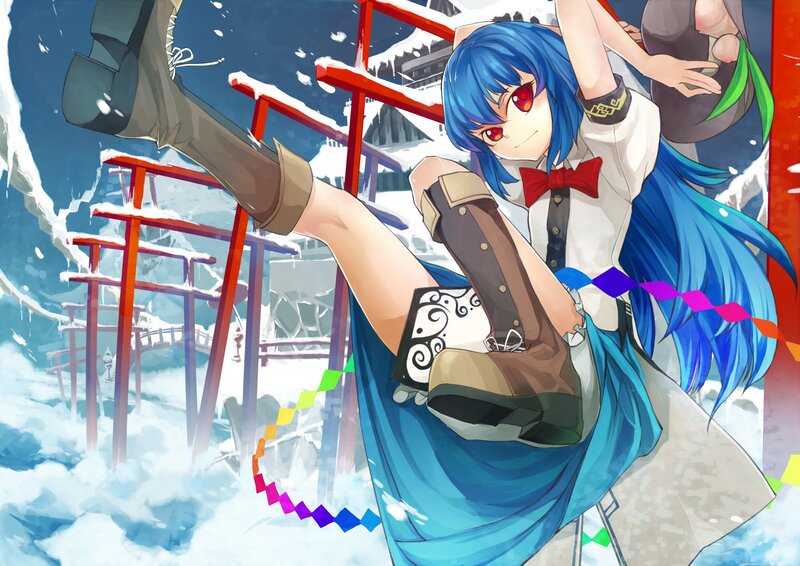 Blue-haired Girl Kicking
