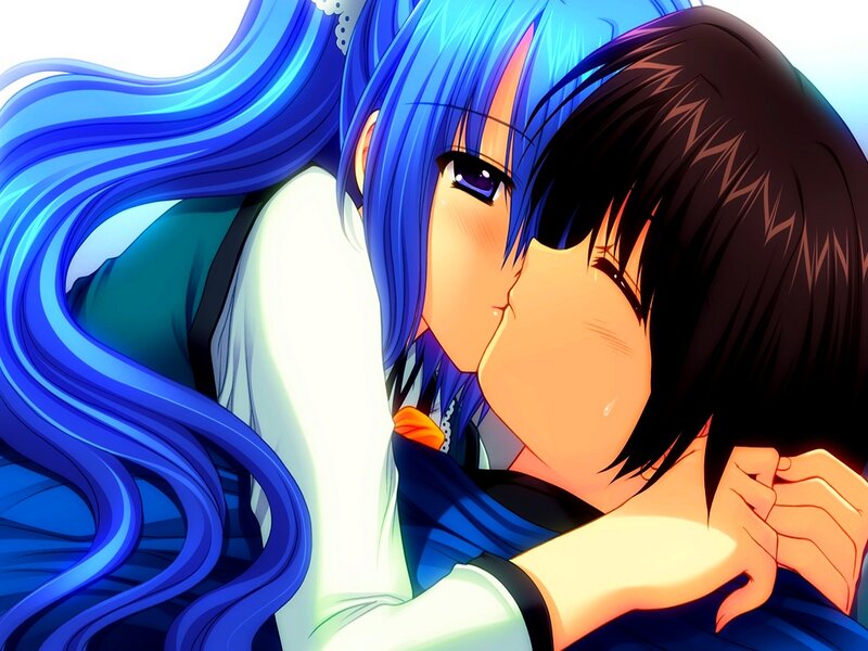 Blue-haired Girl Kissing