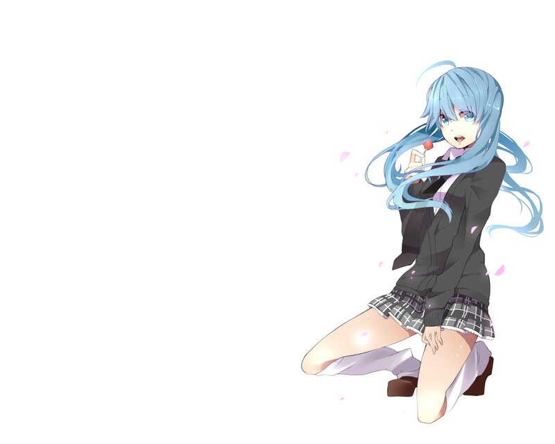 Blue-haired Girl Kneeling — Blue, Playful