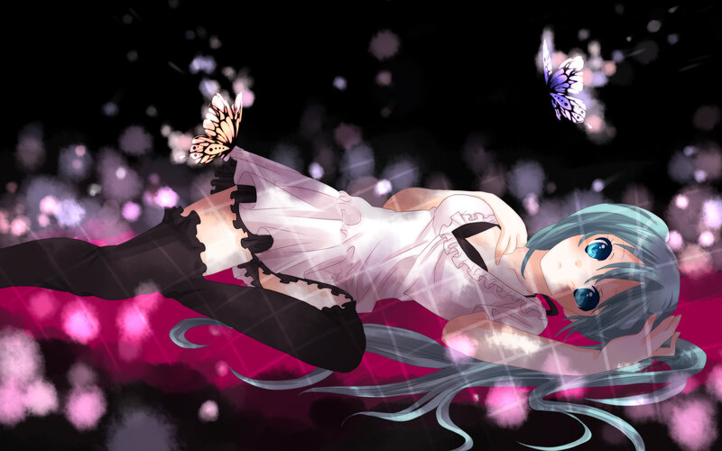 Blue-haired Girl Lying Down — Black