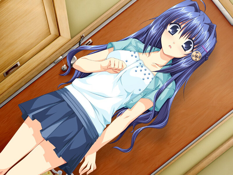 Blue-haired Girl Lying Down — Blue, Calm, Anime, Floor