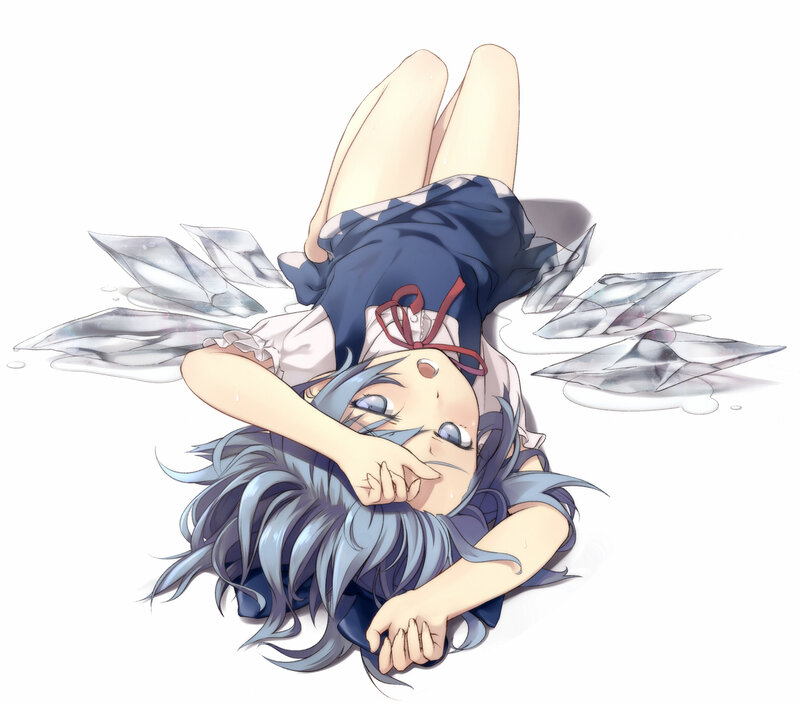 Blue-haired Girl Lying Down — Blue, Calm