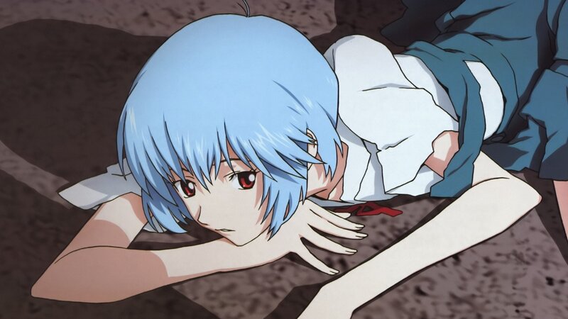 Blue-haired Girl Lying Down — Blue, Dramatic, Anime, Ground