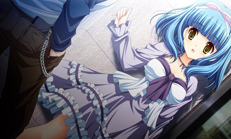 Blue-haired Girl Lying Down — Blue, Dramatic, Anime, Person