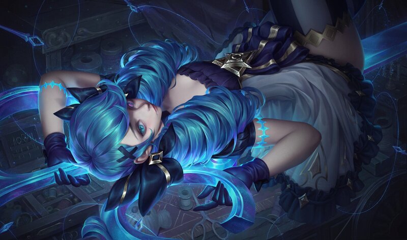 Blue-haired Girl Lying Down — Blue, Dramatic, Night, Digital Art