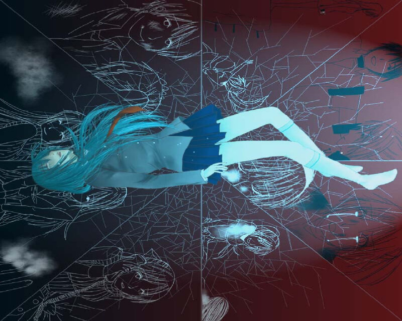 Blue-haired Girl Lying Down — Blue, Dramatic