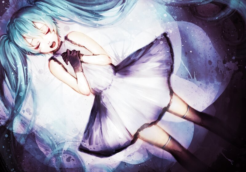 Blue-haired Girl Lying Down — Blue, Dreamy
