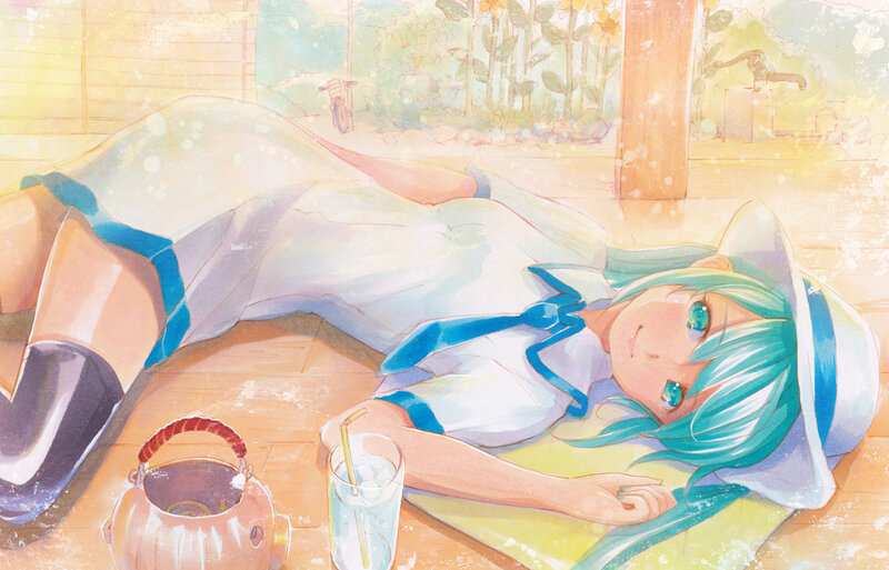 Blue-haired Girl Lying Down — Blue, Peaceful