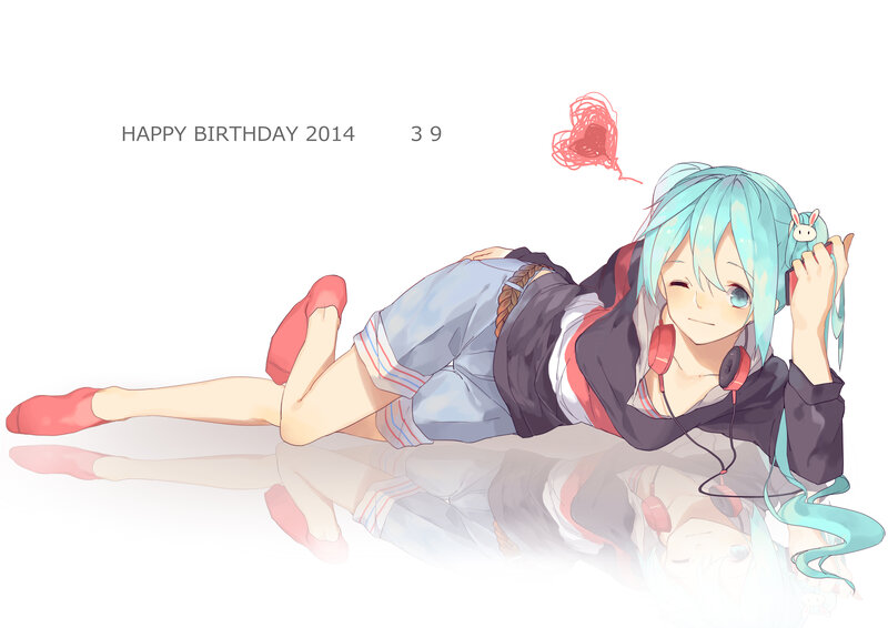 Blue-haired Girl Lying Down — Cyan, Calm, Anime