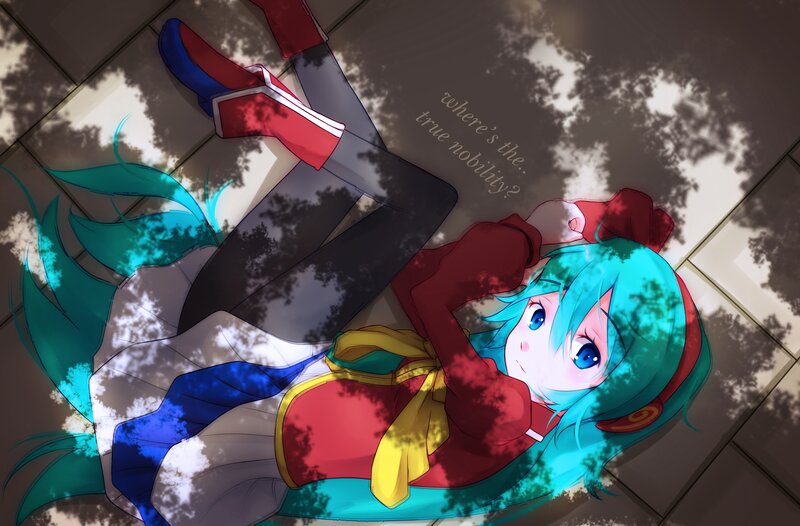 Blue-haired Girl Lying Down — Cyan, Contemplative