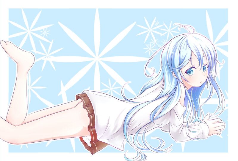 Blue-haired Girl Lying Down — Light Blue