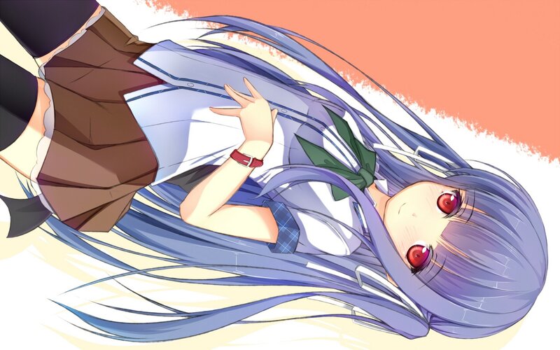 Blue-haired Girl Lying Down — Purple, Calm